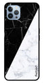 Black White Marble Design Metal Mobile Case for iPhone 16 Pro (Design No -09)