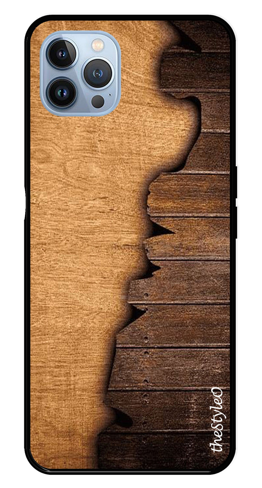 Wooden Design Metal Mobile Case for iPhone 16 Pro Max (Design No -13)