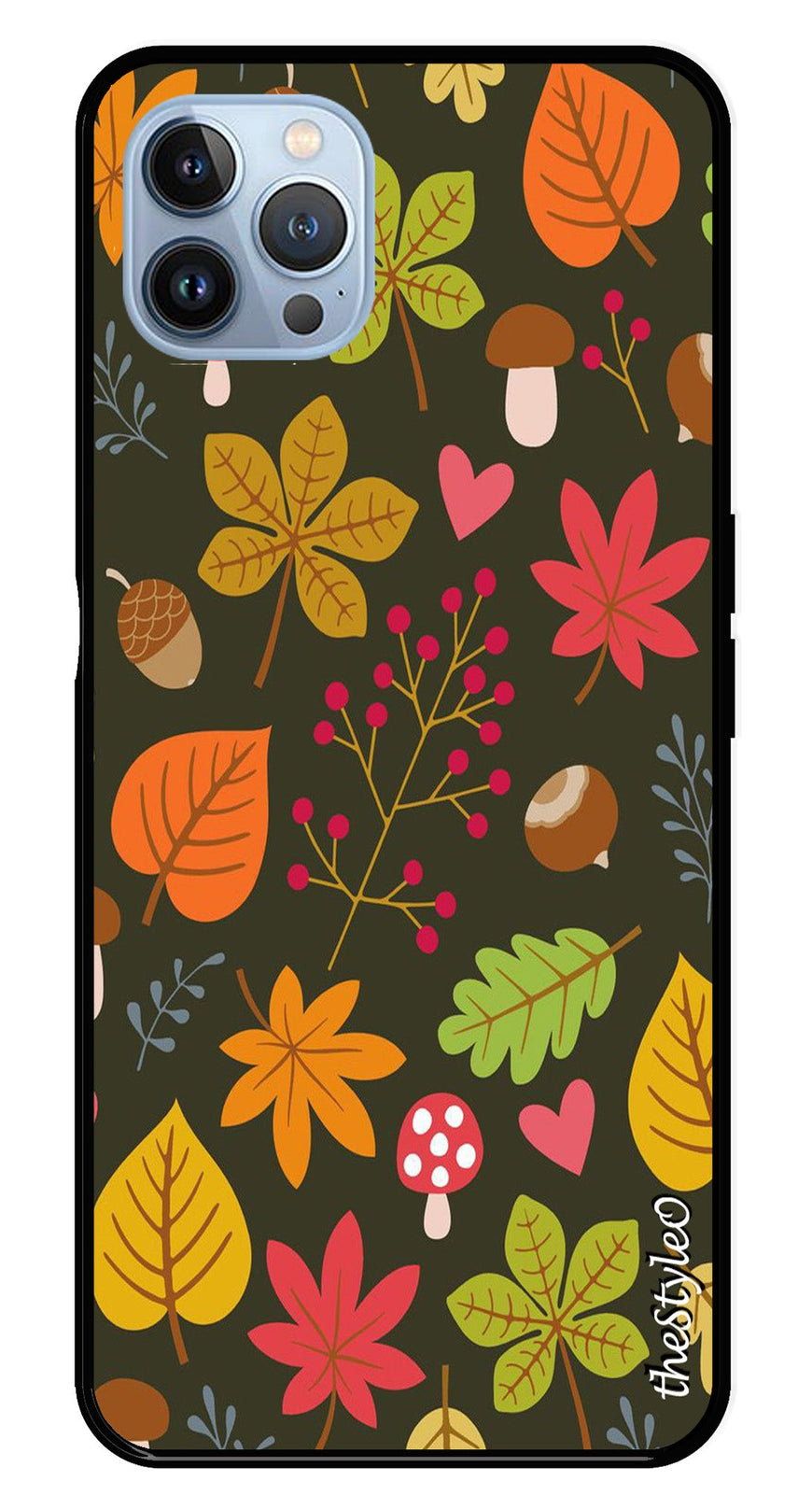 Flower Leaves Design Metal Mobile Case for iPhone 16 Pro (Design No -50)