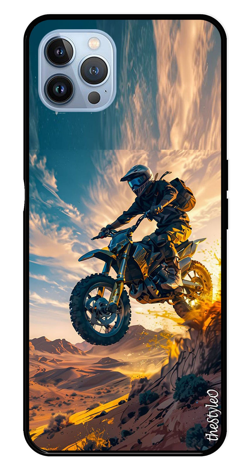 Bike Rider Metal Mobile Case for iPhone 16 Pro (Design No -59)