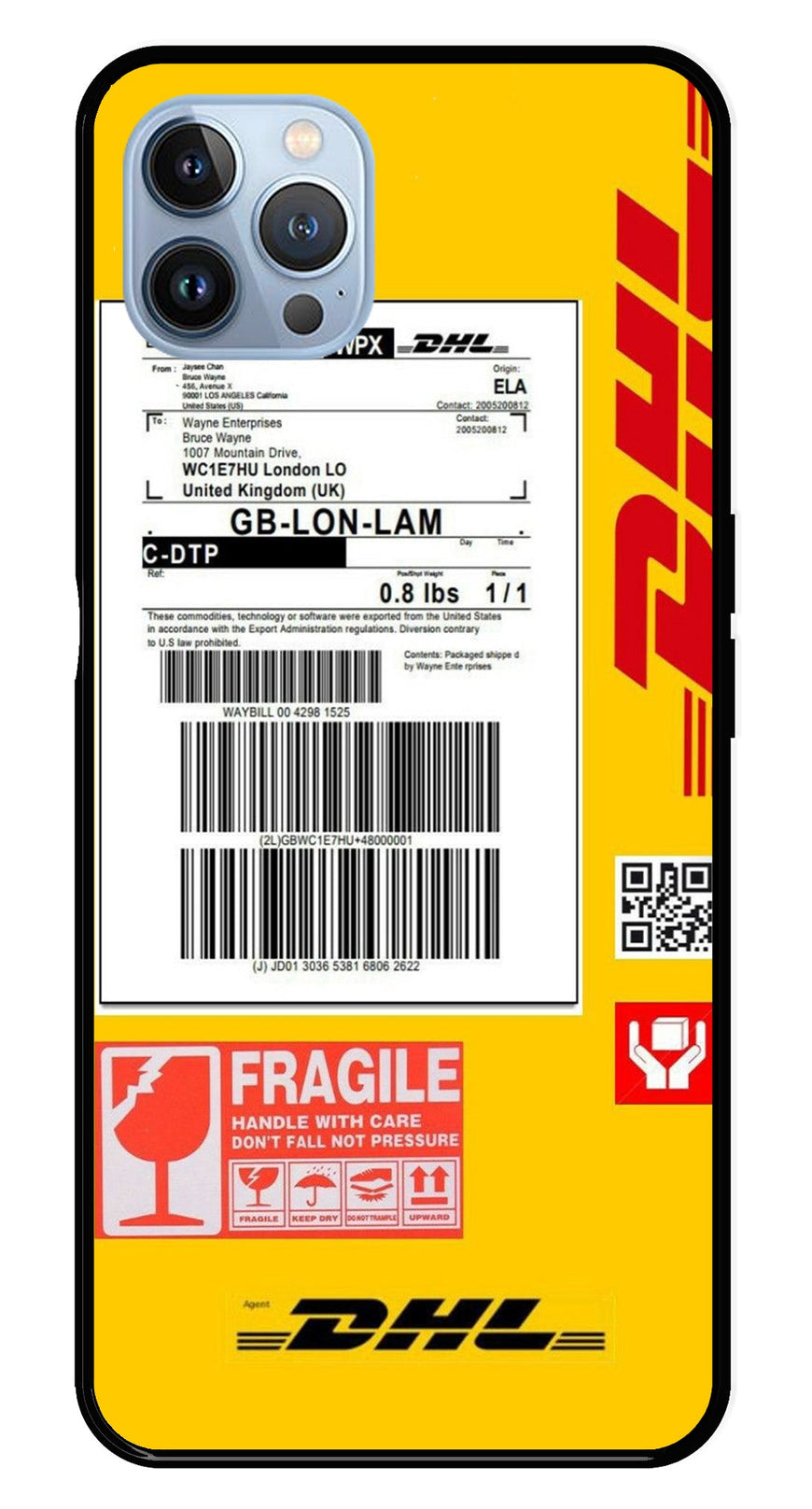 DHL Label Metal Mobile Case for iPhone 16 Pro Max (Design No -61)