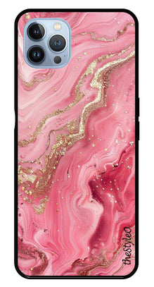 Pink Marble Metal Mobile Case for iPhone 16 Pro