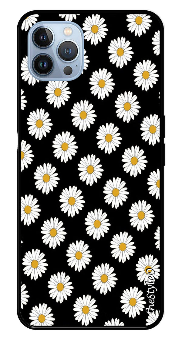 Daisy Flower Metal Mobile Case for iPhone 16 Pro (Design No -75)