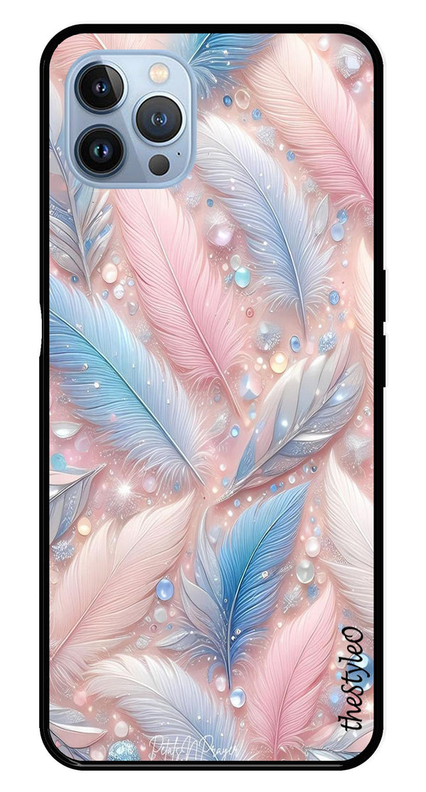 Feather Design Metal Mobile Case for iPhone 16 Pro Max (Design No -85)