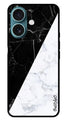 Black White Marble Design Metal Mobile Case for iPhone 16 Plus (Design No -09)