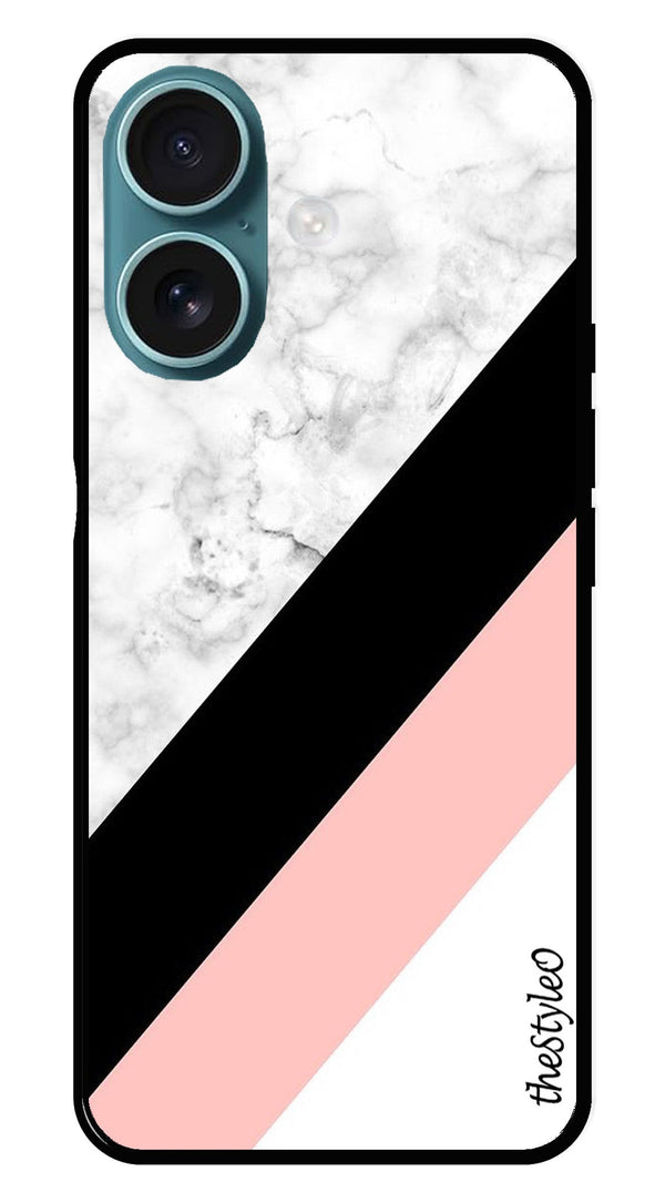 Pink Pattern Metal Mobile Case for iPhone 16 Plus (Design No -23)