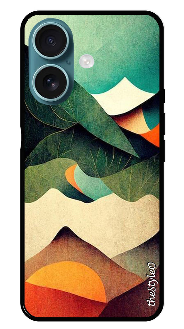 Owl Pattern Metal Mobile Case for iPhone 16 Plus (Design No -42)