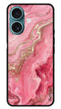 Pink Marble Metal Mobile Case for iPhone 16 Plus (Design No -66)