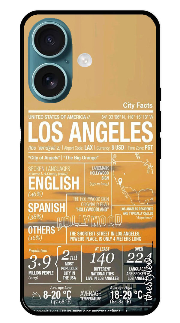 Los Angeles Metal Mobile Case for iPhone 16 Plus (Design No -68)