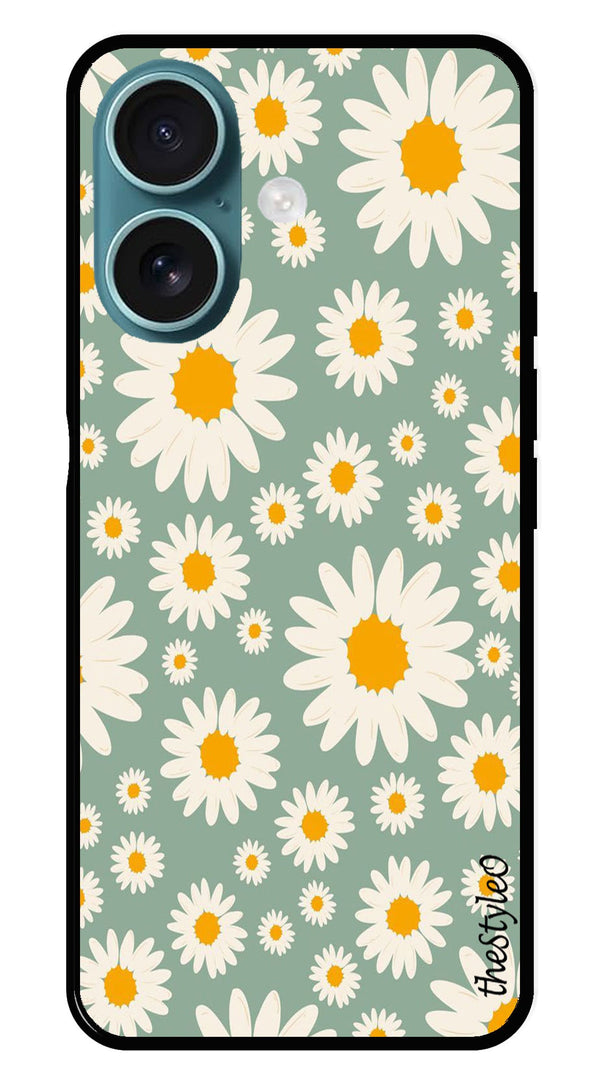 Floral Design Metal Mobile Case for iPhone 16 Plus (Design No -87)