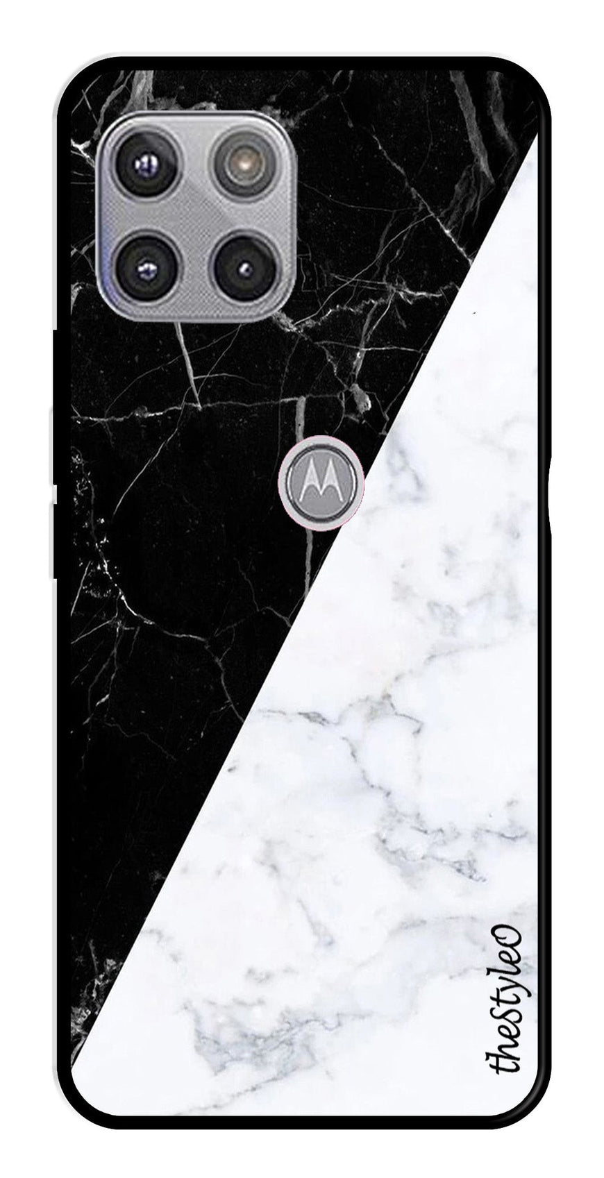 Black White Marble Design Metal Mobile Case for Moto G 5G (Design No -09)