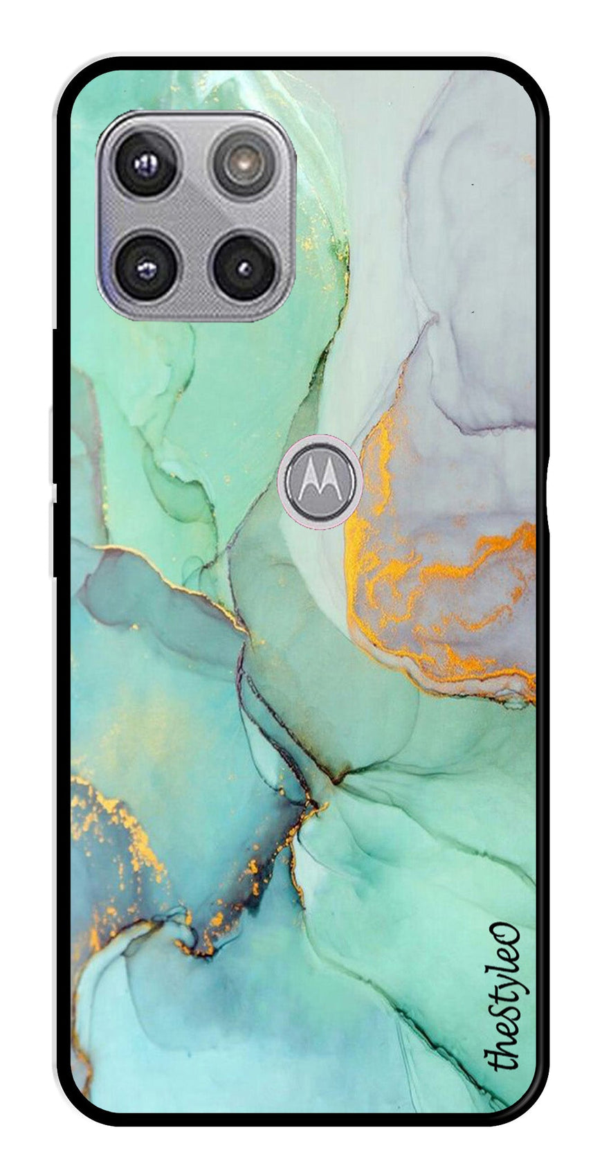 Orange Green Pattern Metal Mobile Case for Moto G 5G (Design No -45)