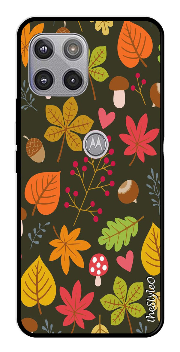 Flower Leaves Design Metal Mobile Case for Moto G 5G (Design No -50)