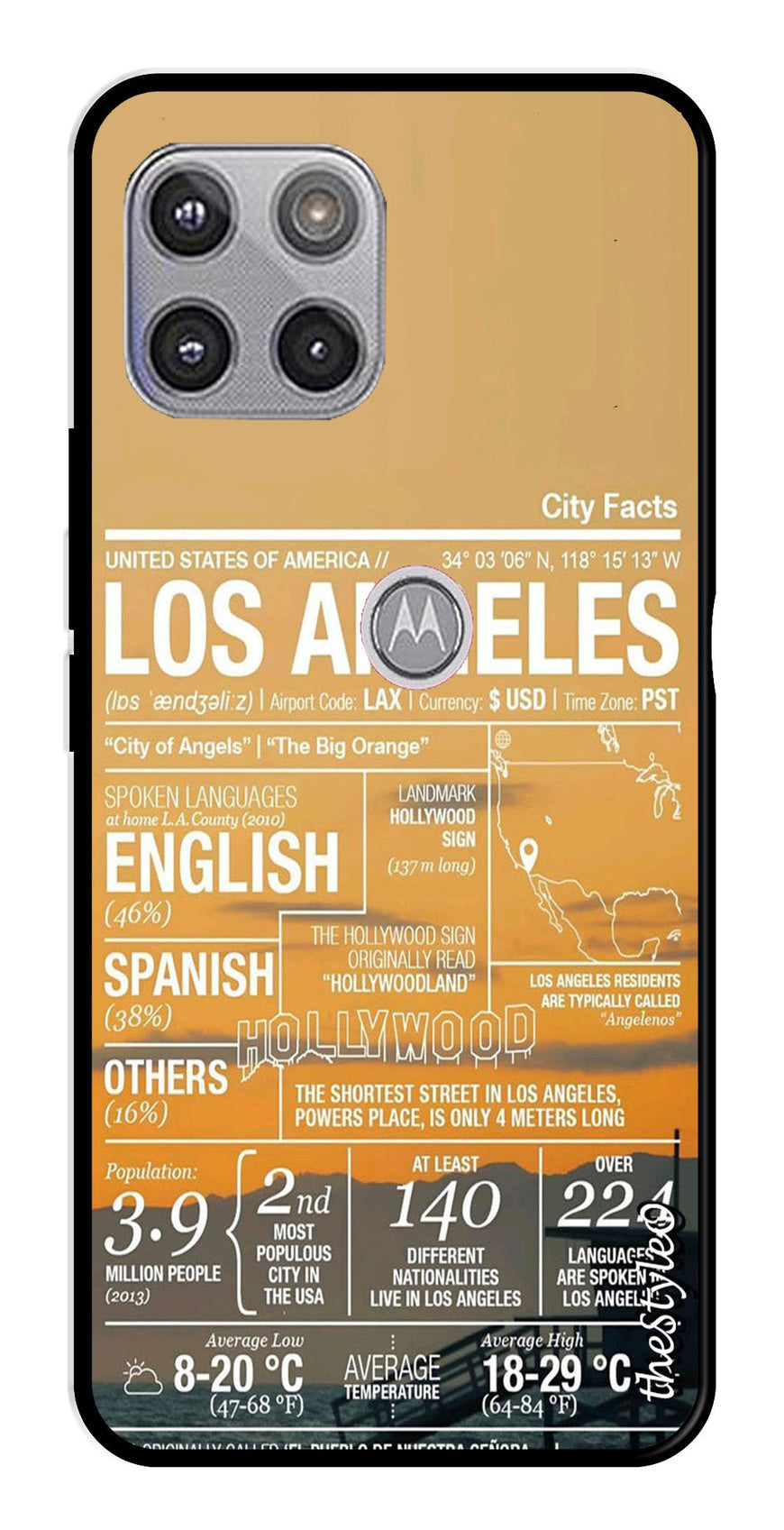 Los Angeles Metal Mobile Case for Moto G 5G (Design No -68)