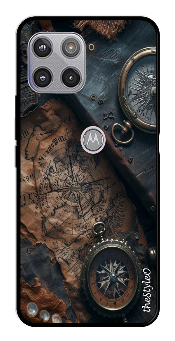 Vintage Compass Metal Mobile Case for Moto G 5G (Design No -90)