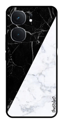 Black White Marble Design Metal Mobile Case for iQOO Neo 9 Pro 5G