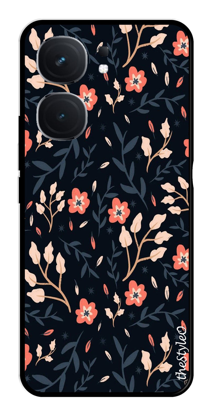 Floral Pattern Metal Mobile Case for iQOO Neo 9 Pro 5G (Design No -10)
