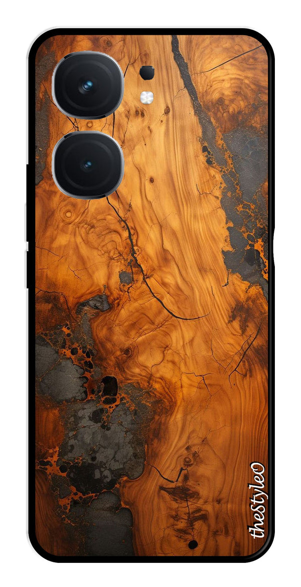 Wooden Design Metal Mobile Case for iQOO Neo 9 Pro 5G (Design No -74)