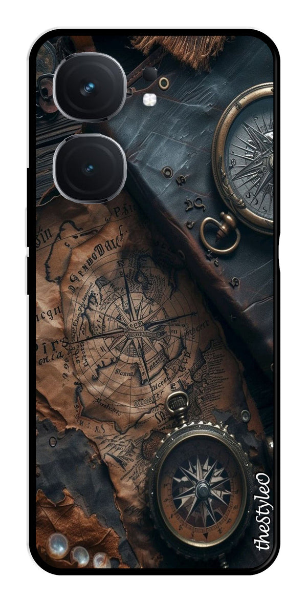 Vintage Compass Metal Mobile Case for iQOO Neo 9 Pro 5G (Design No -90)