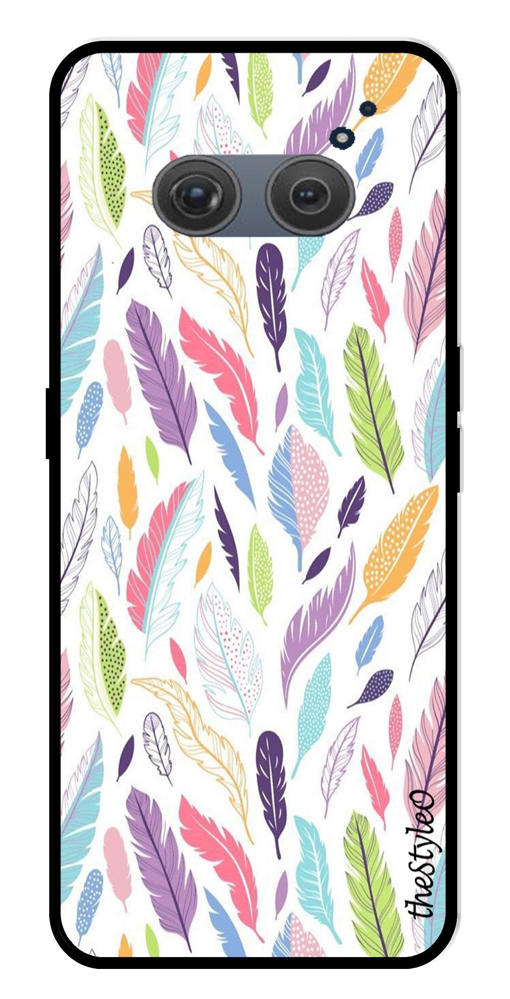 Colorful Feathers Metal Mobile Case for Nothing Phone 2a (Design No -06)
