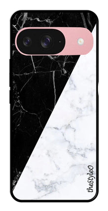 Black White Marble Design Metal Mobile Case for Google Pixal 9