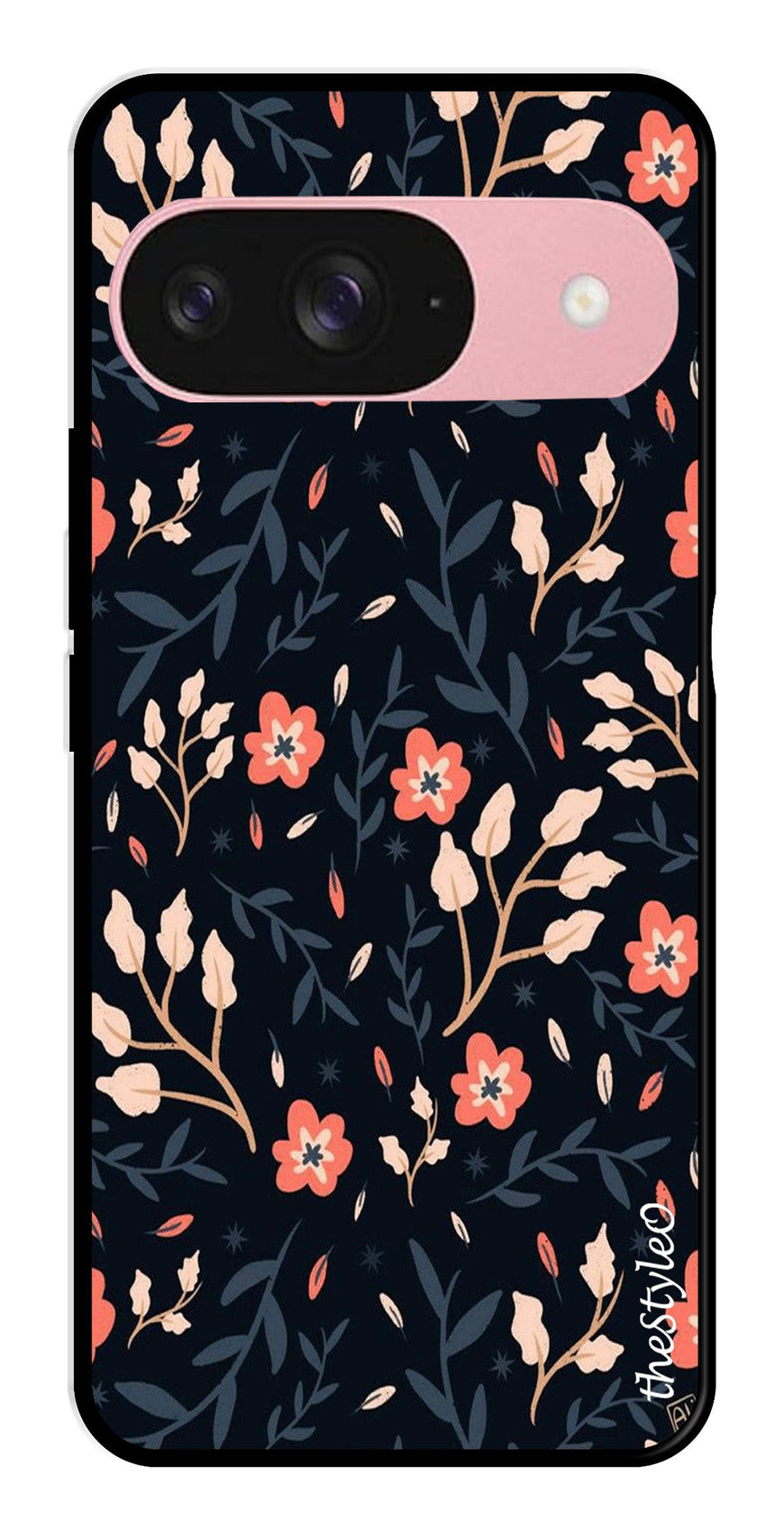 Floral Pattern Metal Mobile Case for Google Pixal 9 (Design No -10)