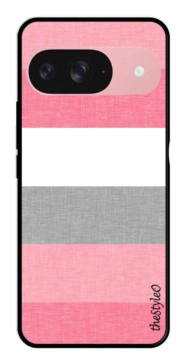 Hearts Pattern Metal Mobile Case for Google Pixal 9 (Design No -22)