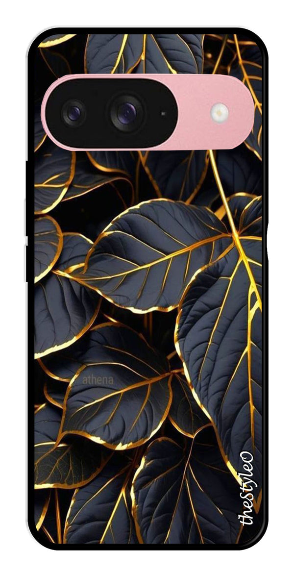 Gold Leaf Metal Mobile Case for Google Pixal 9 (Design No -73)