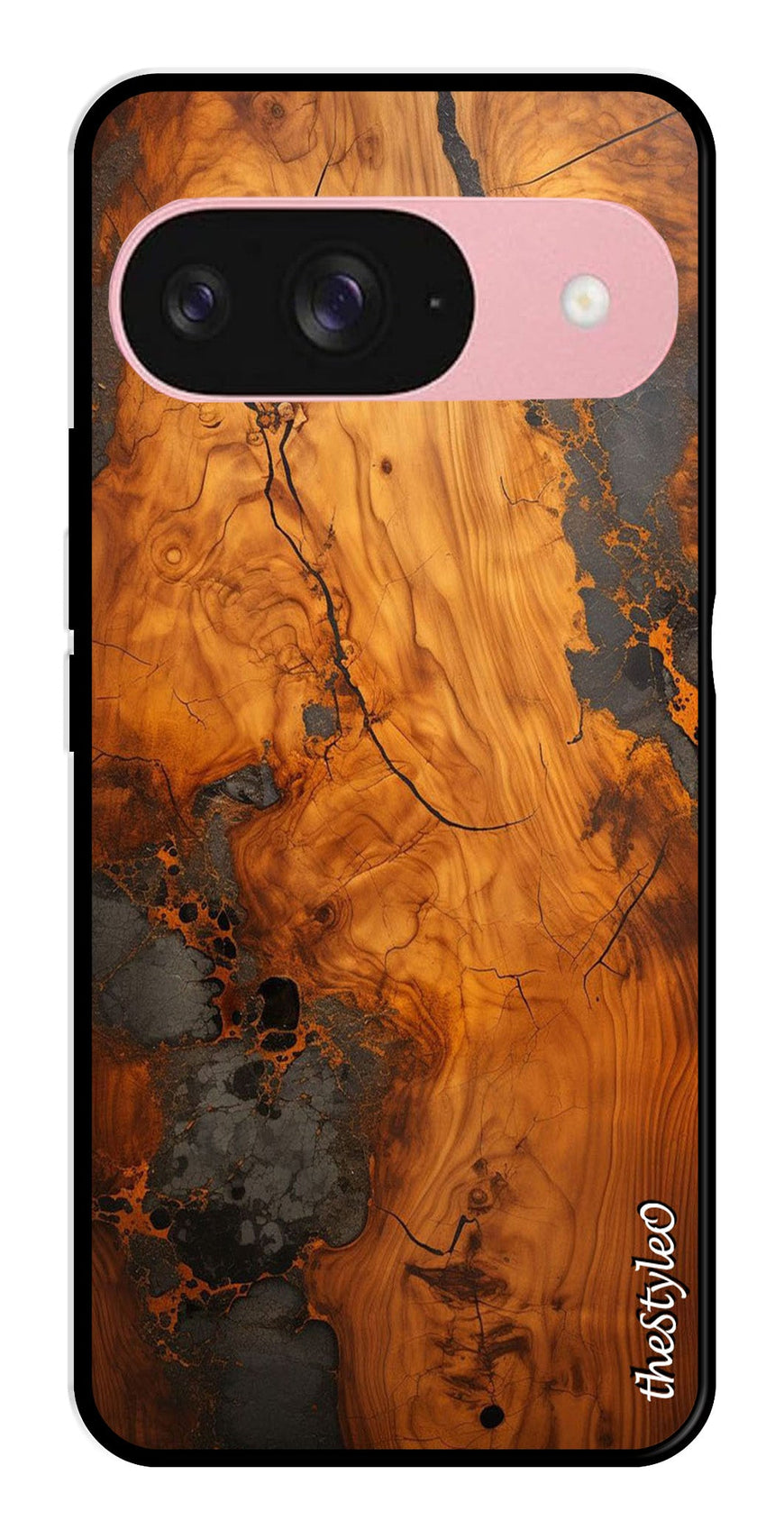 Wooden Design Metal Mobile Case for Google Pixal 9 (Design No -74)