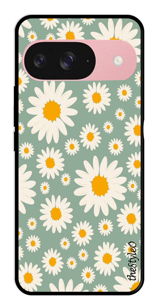 Floral Design Metal Mobile Case for Google Pixal 9 (Design No -87)