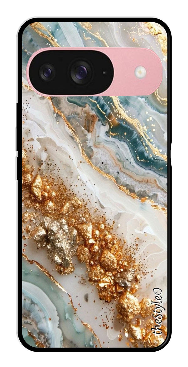 Marble Design Metal Mobile Case for Google Pixal 9 (Design No -92)