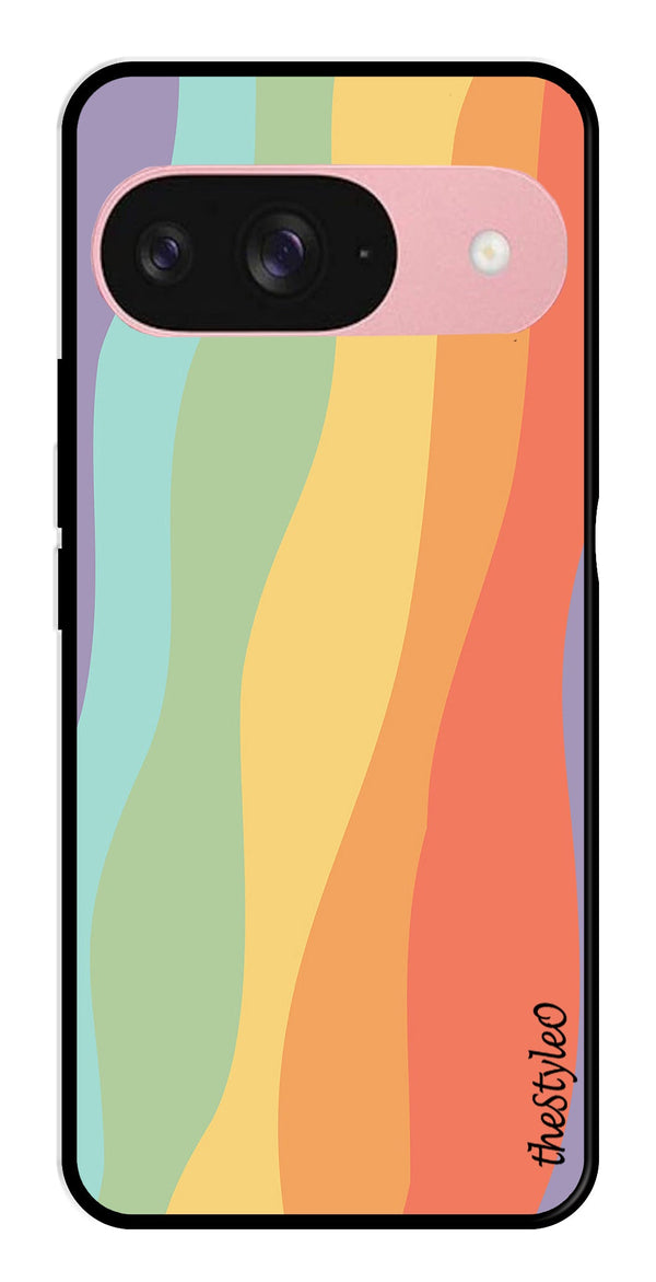 Muted Rainbow Metal Mobile Case for Google Pixel 9 Pro (Design No -02)