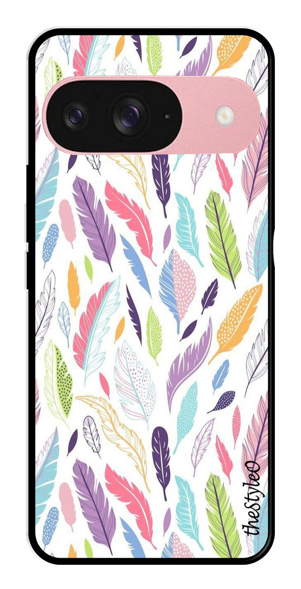 Colorful Feathers Metal Mobile Case for Google Pixel 9 Pro (Design No -06)