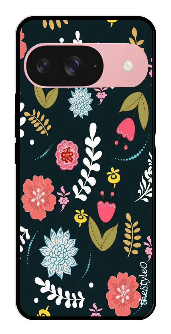 Floral Pattern2 Metal Mobile Case for Google Pixel 9 Pro (Design No -12)
