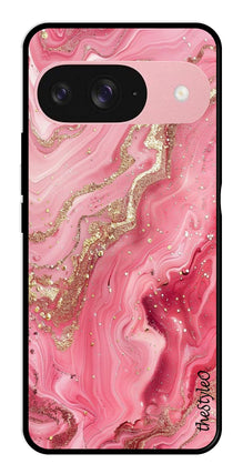 Pink Marble Metal Mobile Case for Google Pixel 9 Pro