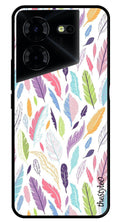 Colorful Feathers Metal Mobile Case for Pova 5  (Design No -06)