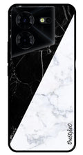 Black White Marble Design Metal Mobile Case for Pova 5  (Design No -09)