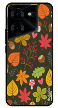 Flower Leaves Design Metal Mobile Case for Pova 5  (Design No -50)