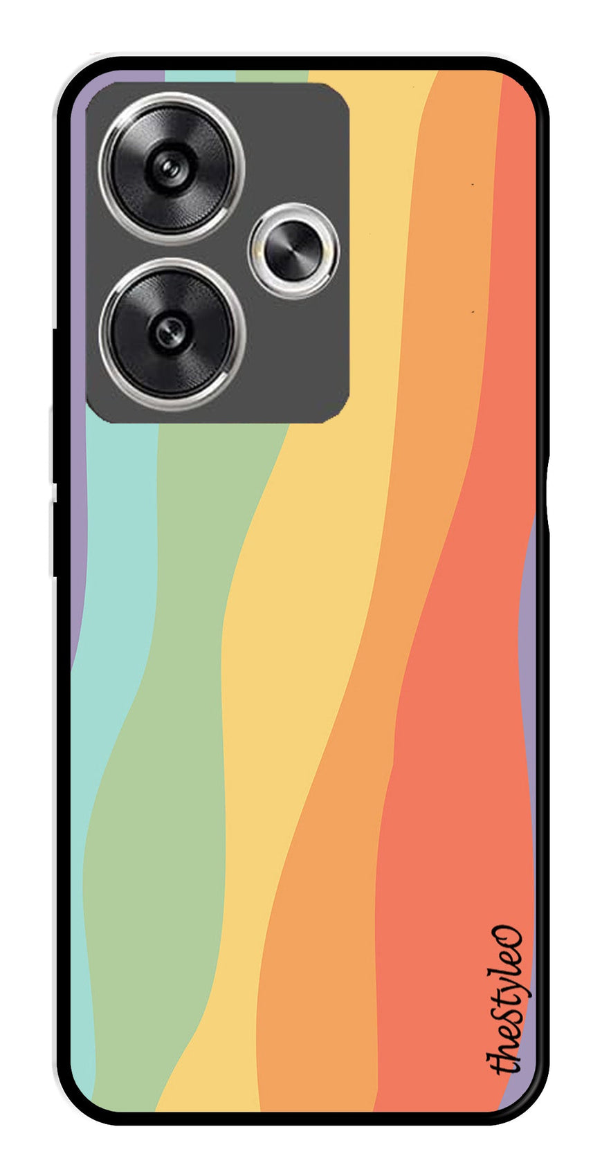 Muted Rainbow Metal Mobile Case for Poco F6 5G (Design No -02)