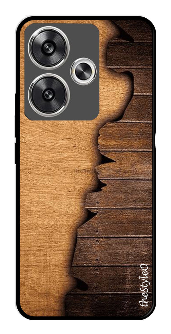 Wooden Design Metal Mobile Case for Poco F6 5G (Design No -13)