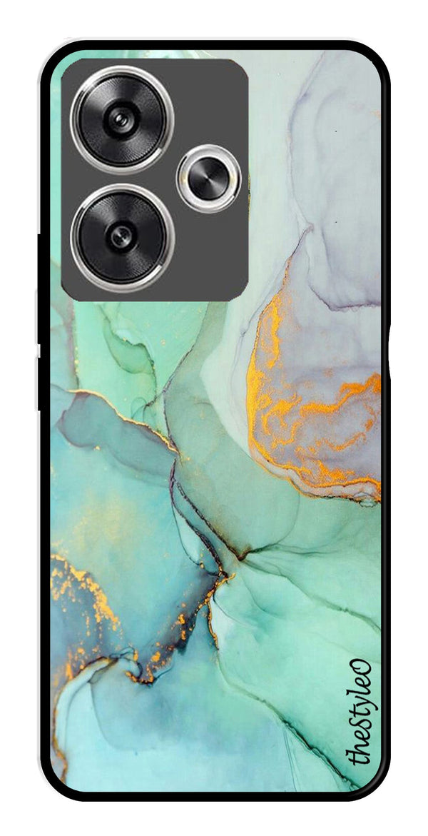 Orange Green Pattern Metal Mobile Case for Poco F6 5G (Design No -45)