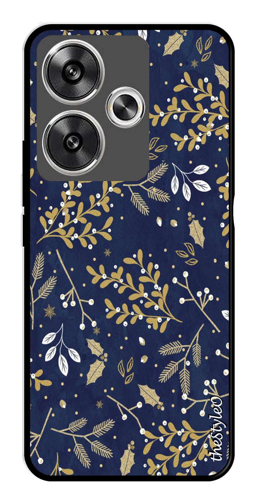 Leaves Design Metal Mobile Case for Poco F6 5G (Design No -51)