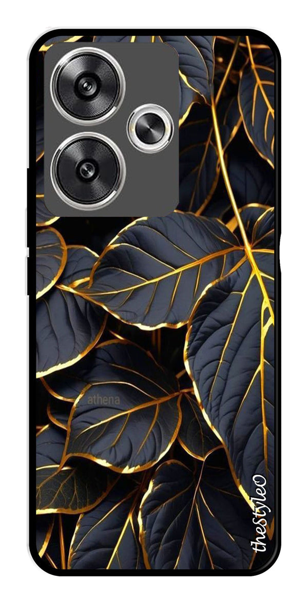 Gold Leaf Metal Mobile Case for Poco F6 5G (Design No -73)