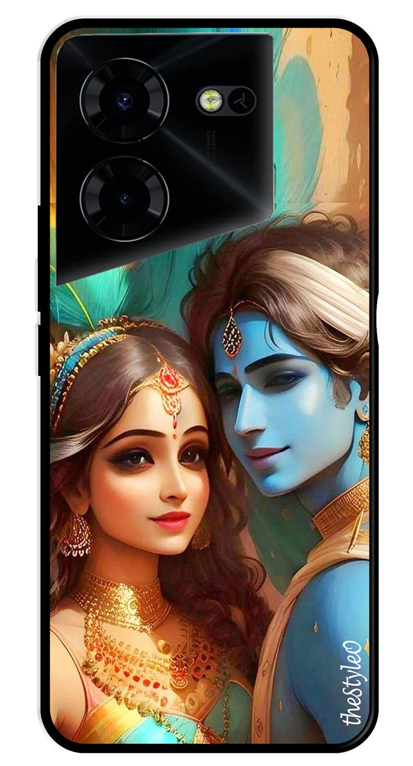 Lord Radha Krishna Metal Mobile Case for Tecno Pova 5 Pro (Design No -01)