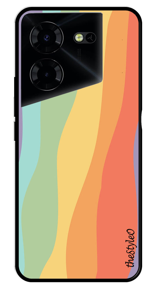 Muted Rainbow Metal Mobile Case for Tecno Pova 5 Pro (Design No -02)
