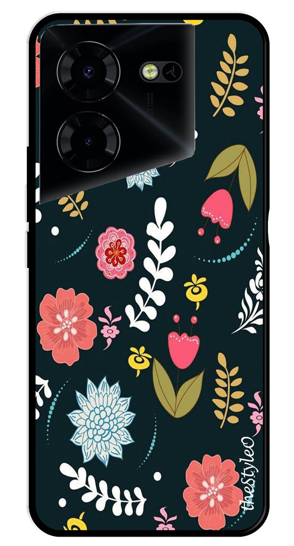 Floral Pattern2 Metal Mobile Case for Tecno Pova 5 Pro (Design No -12)