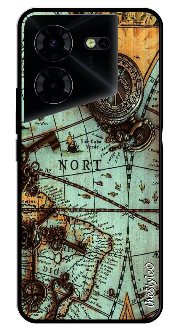 Marble Design Metal Mobile Case for Tecno Pova 5 Pro (Design No -53)