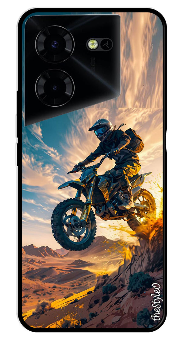 Bike Rider Metal Mobile Case for Tecno Pova 5 Pro (Design No -59)