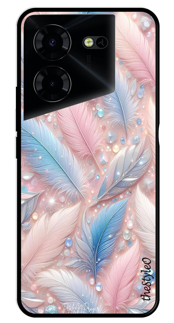 Feather Design Metal Mobile Case for Tecno Pova 5 Pro (Design No -85)