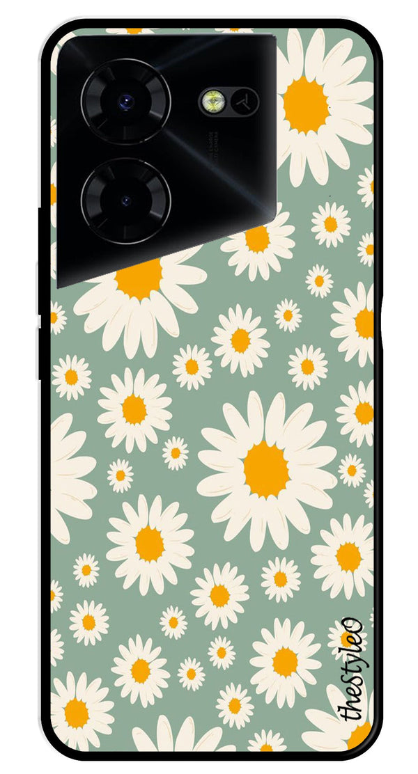 Floral Design Metal Mobile Case for Tecno Pova 5 Pro (Design No -87)